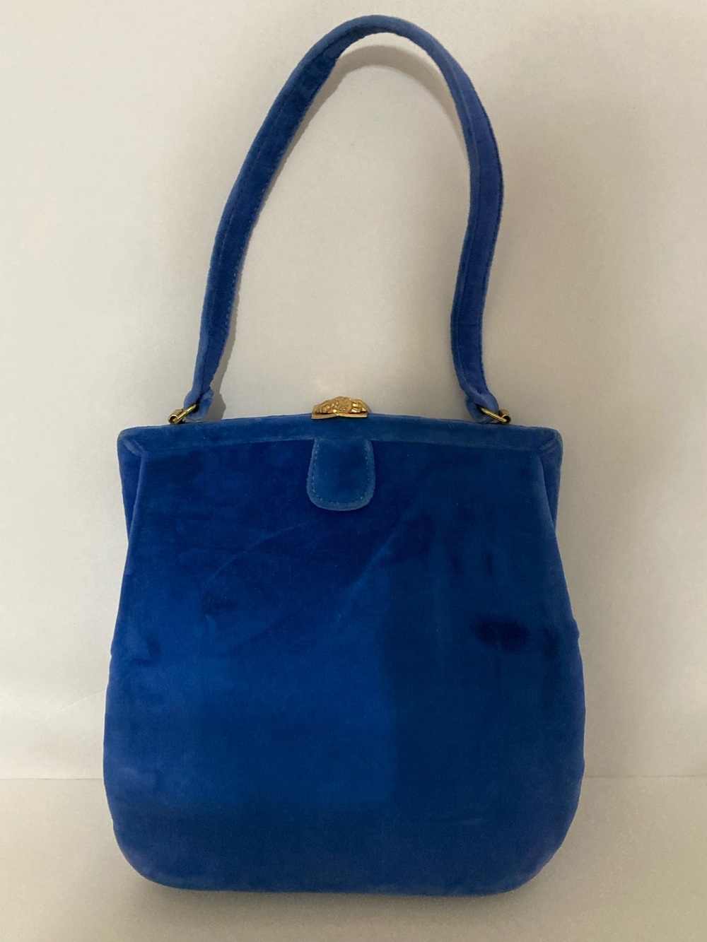 Vintage, Royal Blue Velvet Shoulder Bag. Item# TShb5
